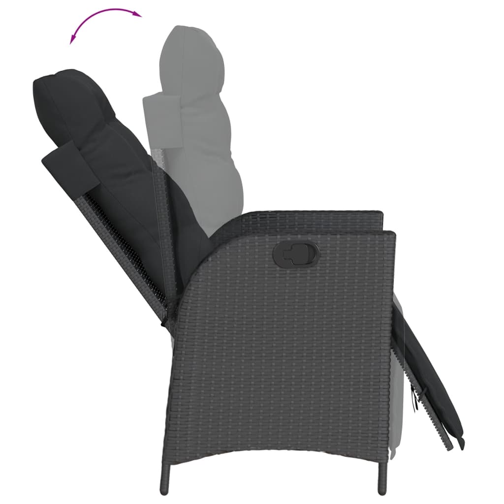 5 részes fekete polyrattan kerti étkezőgarnitúra párnákkal 4