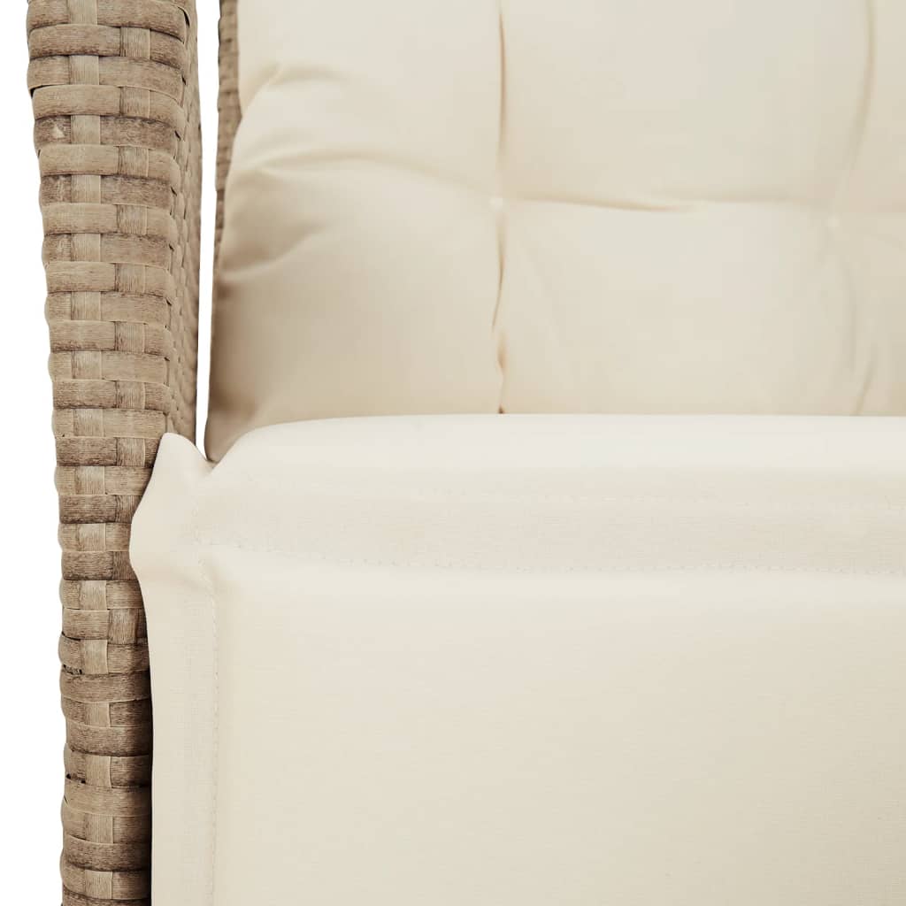 7 részes bézs polyrattan kerti étkezőgarnitúra párnákkal 6