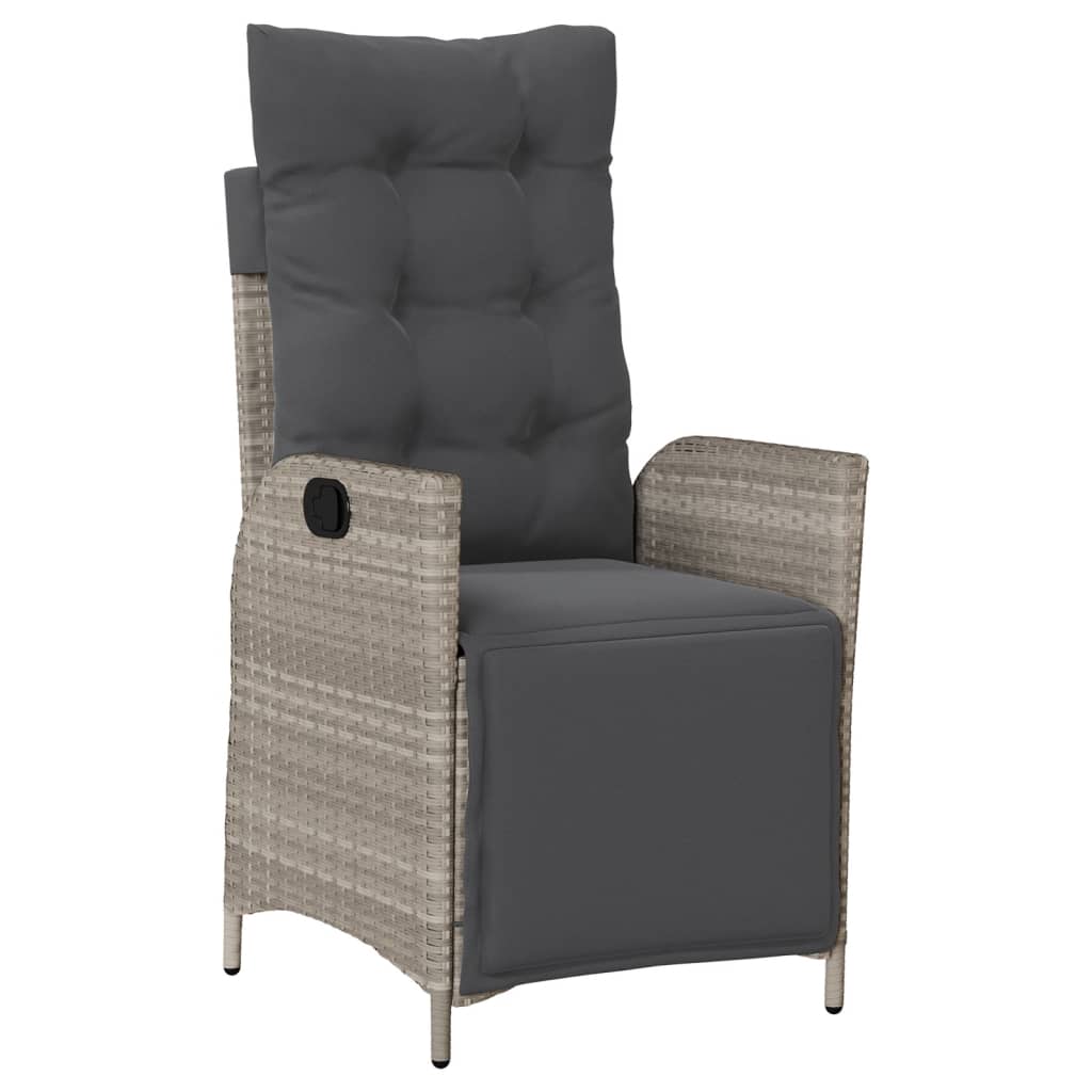 7 részes világosszürke polyrattan kerti étkezőszett párnával 3
