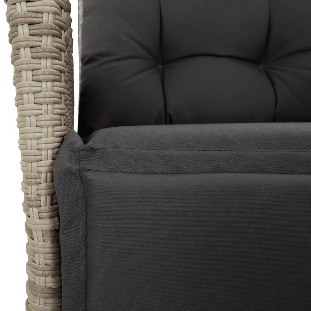 7 részes világosszürke polyrattan kerti étkezőszett párnával 5