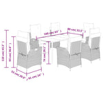 7 részes világosszürke polyrattan kerti étkezőszett párnával 9