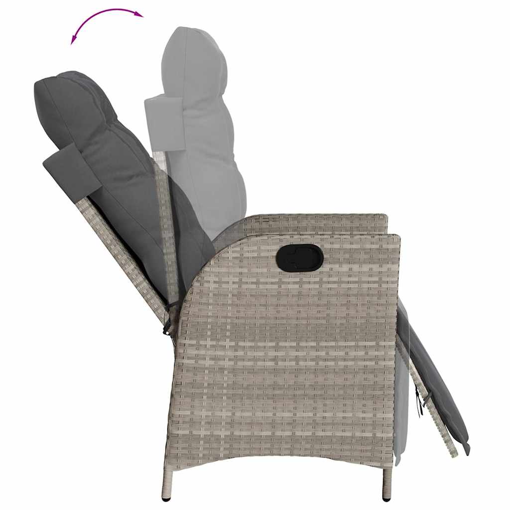 5részes világosszürke polyrattan kerti étkezőgarnitúra párnával 4