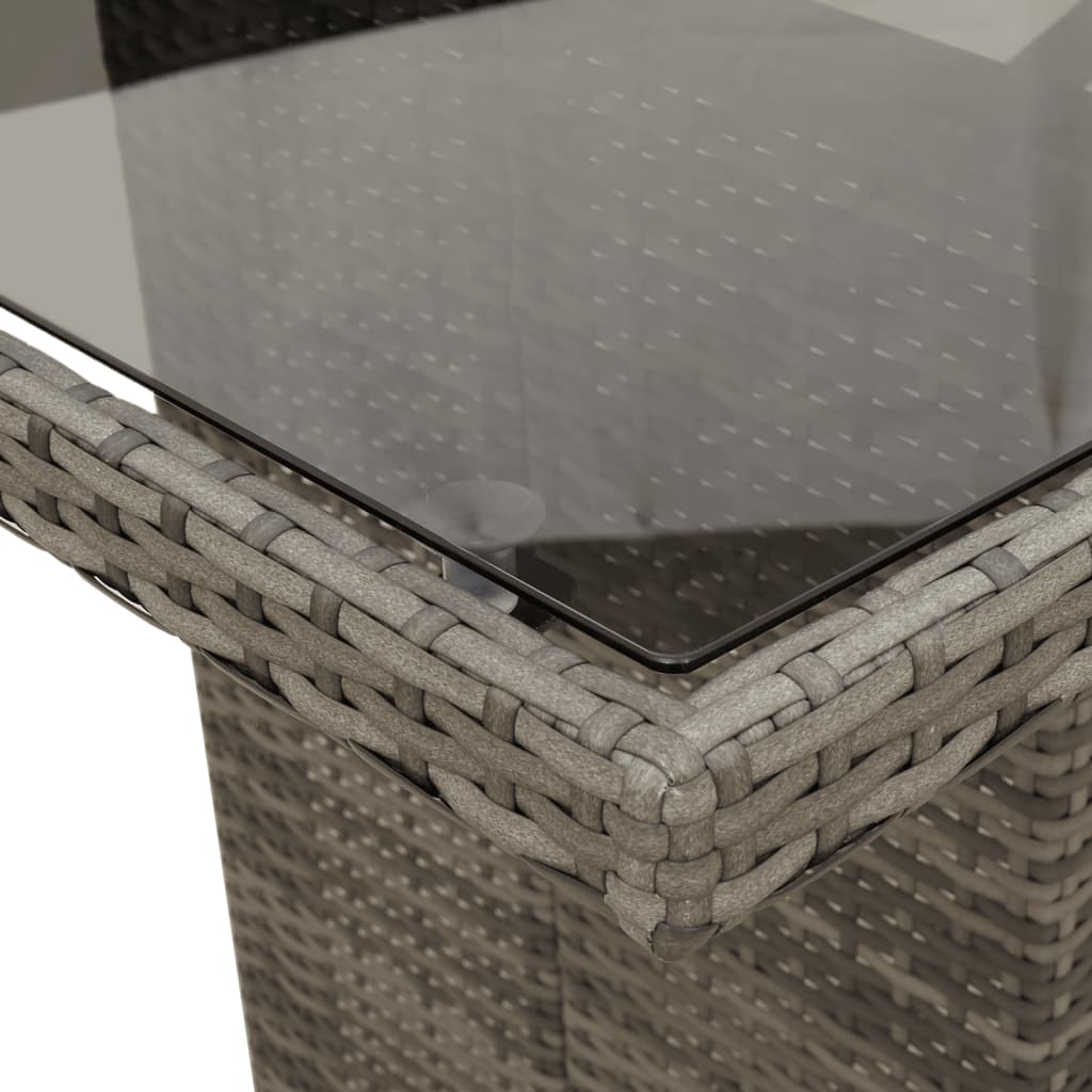 9 részes szürke polyrattan kerti étkezőgarnitúra párnával 6