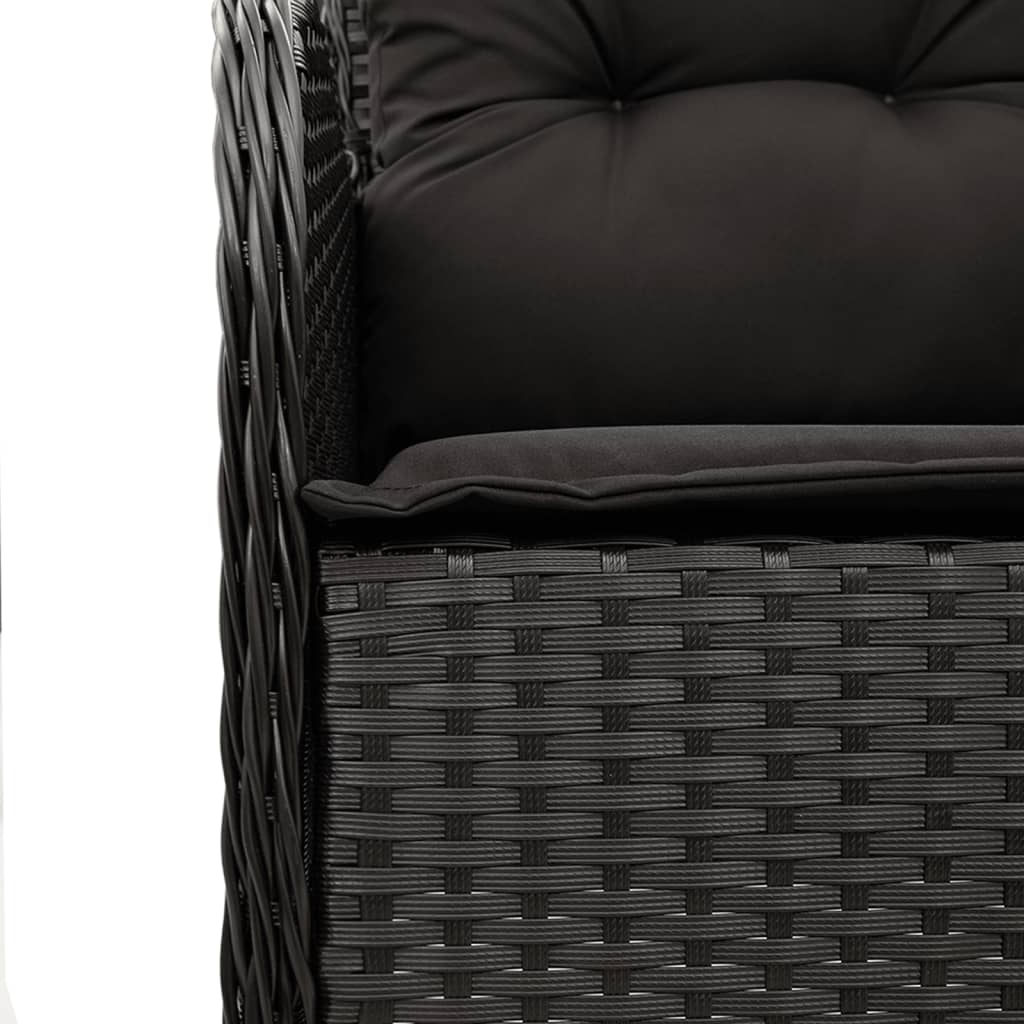 9 részes fekete polyrattan kerti étkezőgarnitúra párnákkal 5