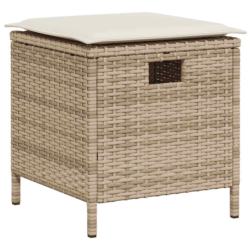6 részes bézs polyrattan kerti ülőgarnitúra párnákkal L-alakú 5