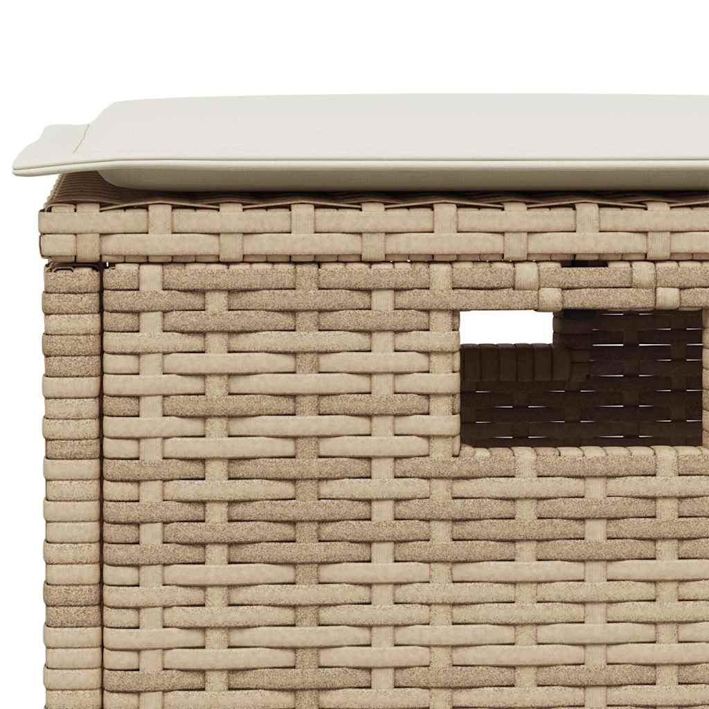 6 részes bézs polyrattan kerti ülőgarnitúra párnákkal L-alakú 7
