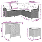 6 részes bézs polyrattan kerti ülőgarnitúra párnákkal L-alakú 10