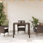 Barna polyrattan üveglapos kerti asztal 90 x 90 x 75 cm 3