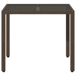 Barna polyrattan üveglapos kerti asztal 90 x 90 x 75 cm 4