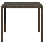 Barna polyrattan üveglapos kerti asztal 90 x 90 x 75 cm 5