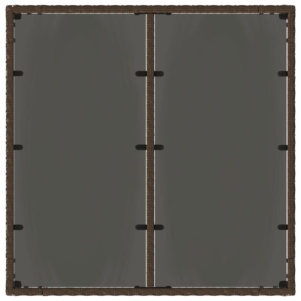 Barna polyrattan üveglapos kerti asztal 90 x 90 x 75 cm 7