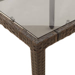 Barna polyrattan üveglapos kerti asztal 90 x 90 x 75 cm 8