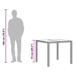 Barna polyrattan üveglapos kerti asztal 90 x 90 x 75 cm 10