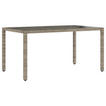 Szürke polyrattan üveglapos kerti asztal 150 x 90 x 75 cm 2
