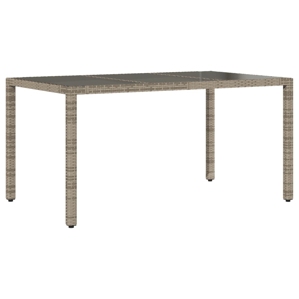 Szürke polyrattan üveglapos kerti asztal 150 x 90 x 75 cm 2