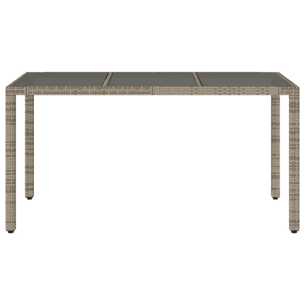 Szürke polyrattan üveglapos kerti asztal 150 x 90 x 75 cm 4