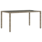 Szürke polyrattan üveglapos kerti asztal 150 x 90 x 75 cm 6