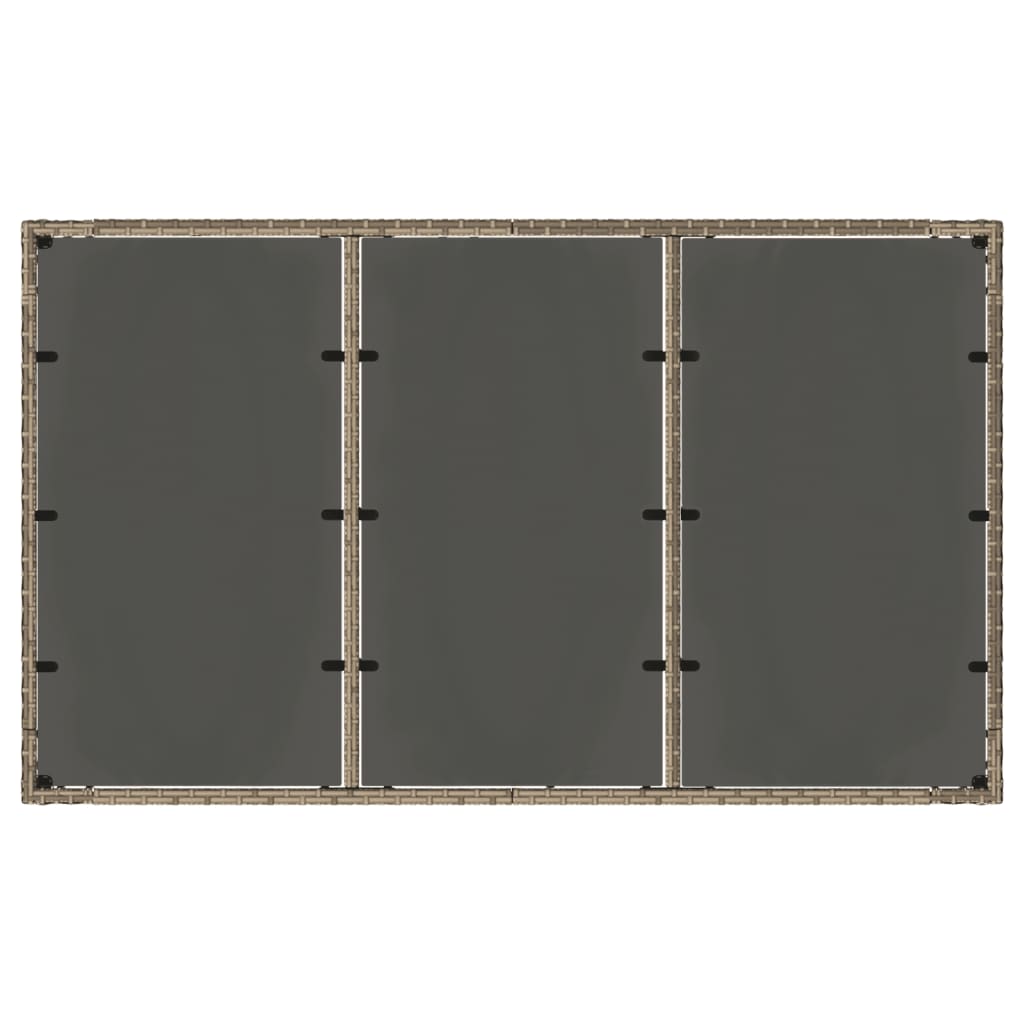 Szürke polyrattan üveglapos kerti asztal 150 x 90 x 75 cm 7