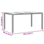 Szürke polyrattan üveglapos kerti asztal 150 x 90 x 75 cm 11