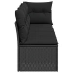 4 személyes fekete polyrattan kerti kanapé párnákkal 5