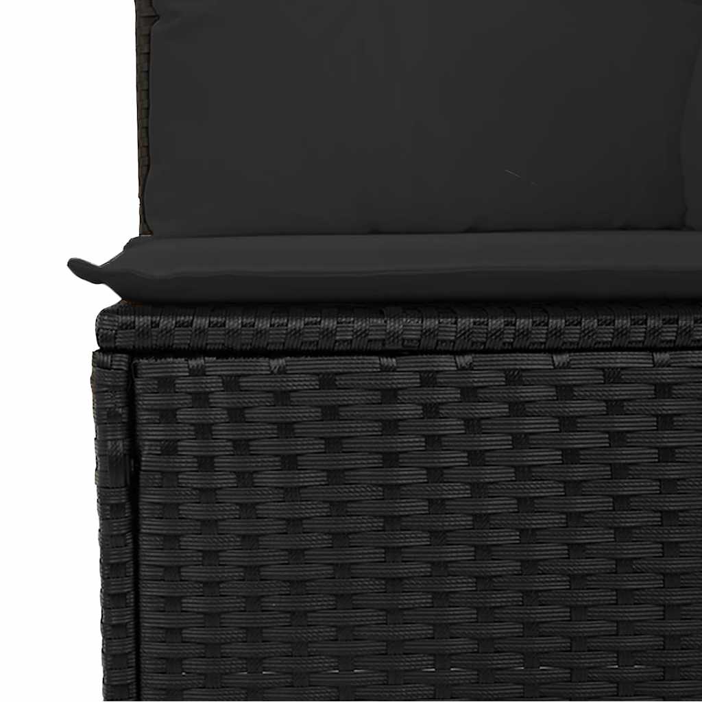 4 személyes fekete polyrattan kerti kanapé párnákkal 7