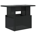 Fekete polyrattan üveglapos kerti asztal 100 x 55 x 73 cm 2