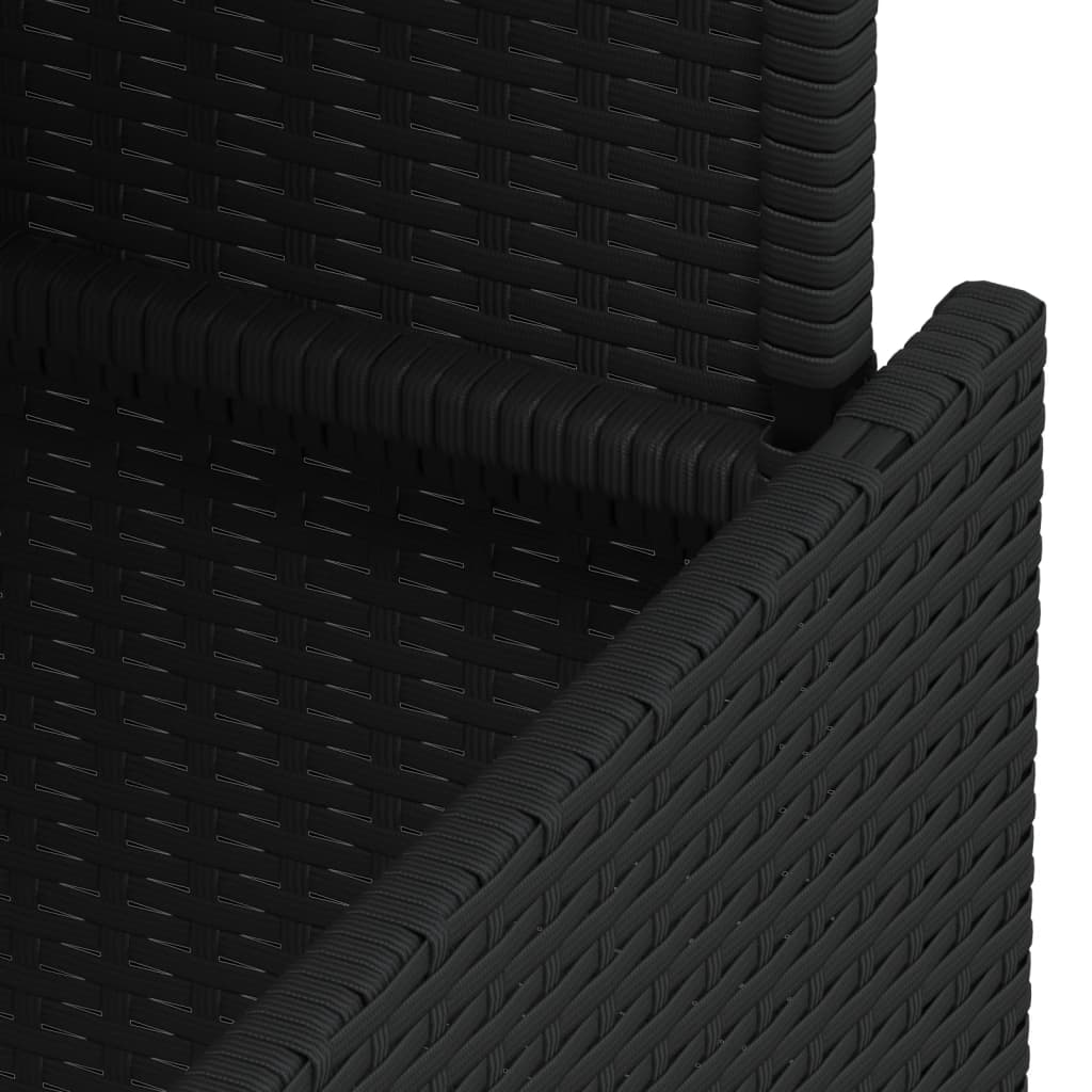 Fekete polyrattan üveglapos kerti asztal 100 x 55 x 73 cm 12