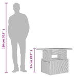 Fekete polyrattan üveglapos kerti asztal 100 x 55 x 73 cm 13