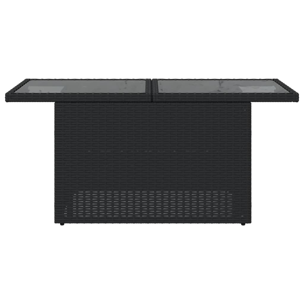 Fekete polyrattan üveglapos kerti asztal 100 x 55 x 73 cm 5