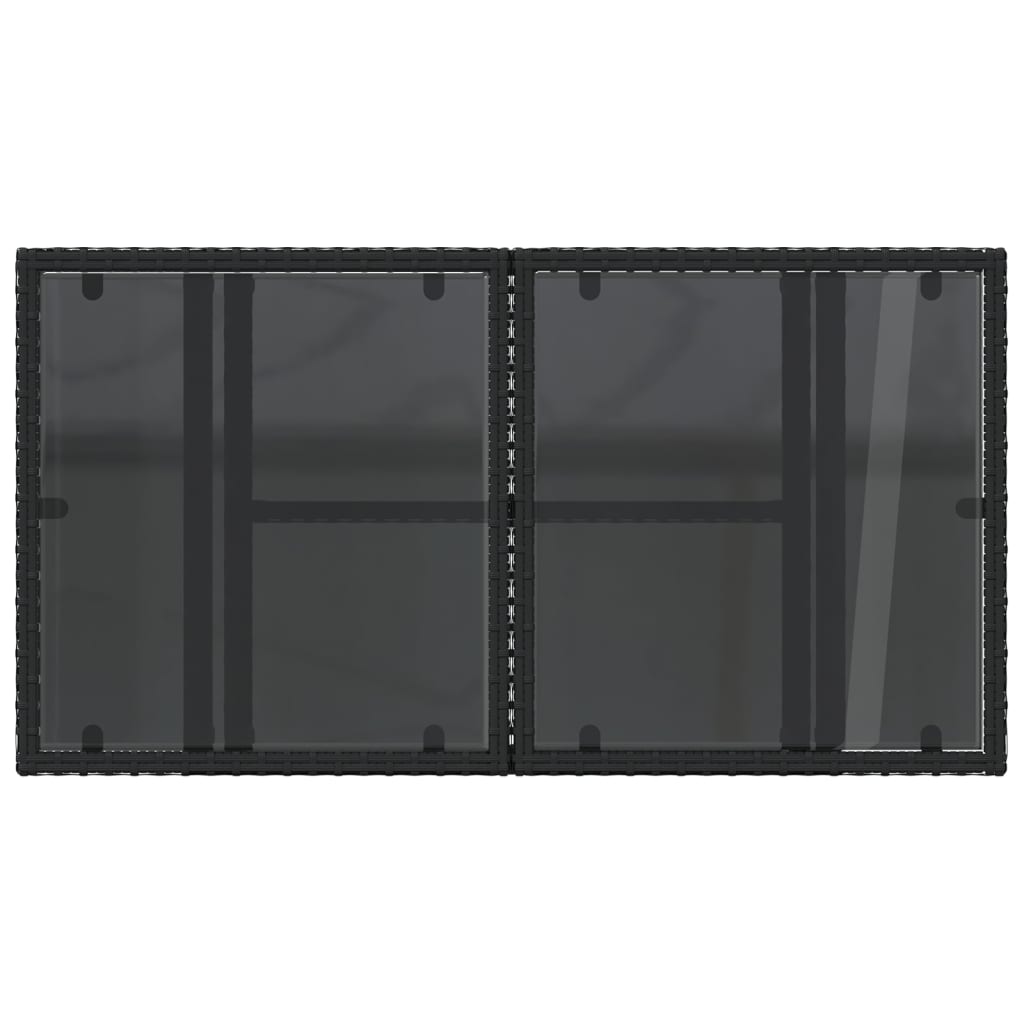 Fekete polyrattan üveglapos kerti asztal 100 x 55 x 73 cm 9