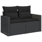 2 személyes fekete polyrattan kerti kanapé párnával 4