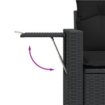 2 személyes fekete polyrattan kerti kanapé párnával 8