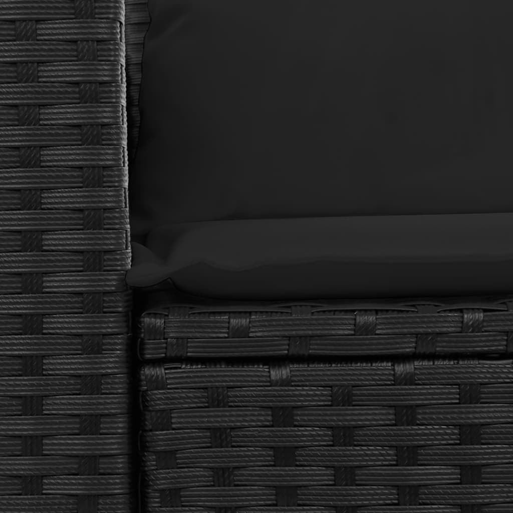 2 személyes fekete polyrattan kerti kanapé párnával 9