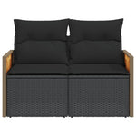 2 személyes fekete polyrattan kerti kanapé párnával 4