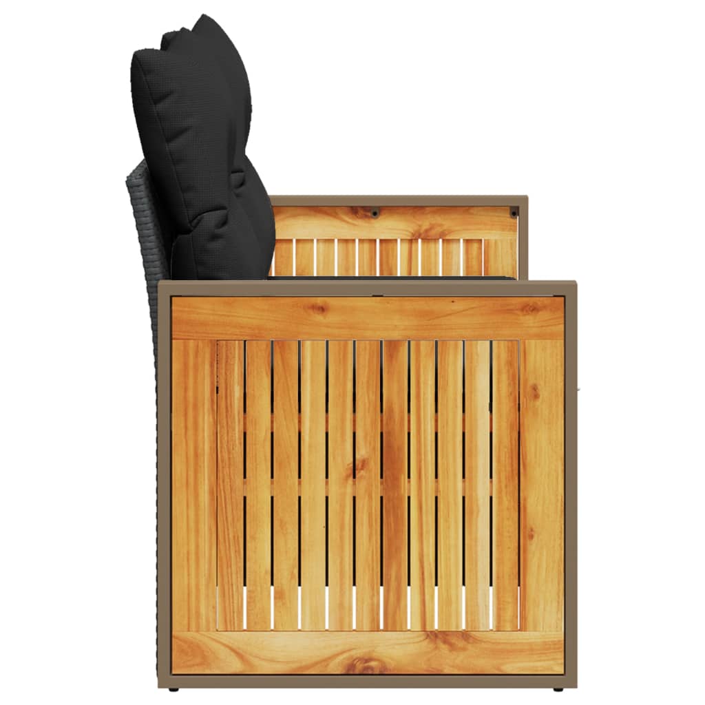 2 személyes fekete polyrattan kerti kanapé párnával 5