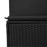 3 személyes fekete polyrattan kerti kanapé párnákkal 8
