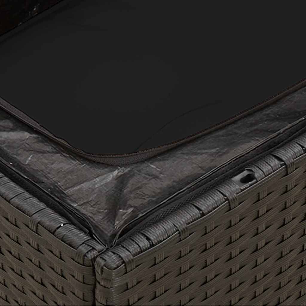 3 személyes fekete polyrattan kerti kanapé párnákkal 9
