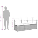 3 személyes fekete polyrattan kerti kanapé párnákkal 10