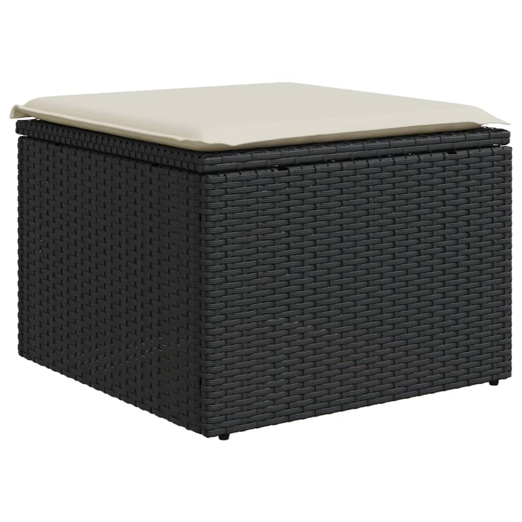 Fekete polyrattan kerti szék párnával 55 x 55 x 37 cm 2