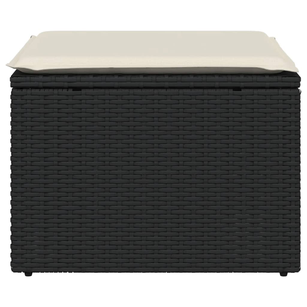 Fekete polyrattan kerti szék párnával 55 x 55 x 37 cm 4
