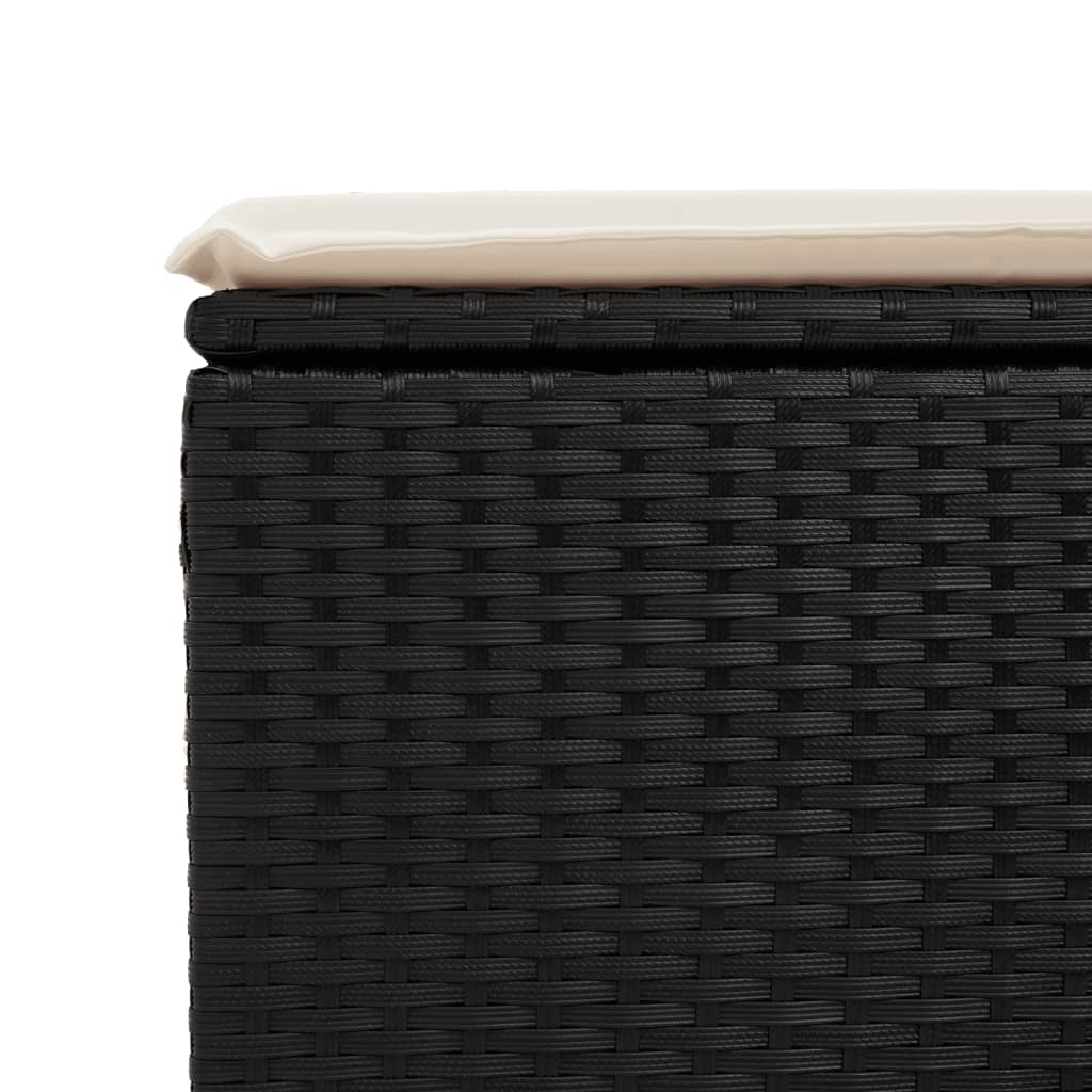 Fekete polyrattan kerti szék párnával 55 x 55 x 37 cm 5