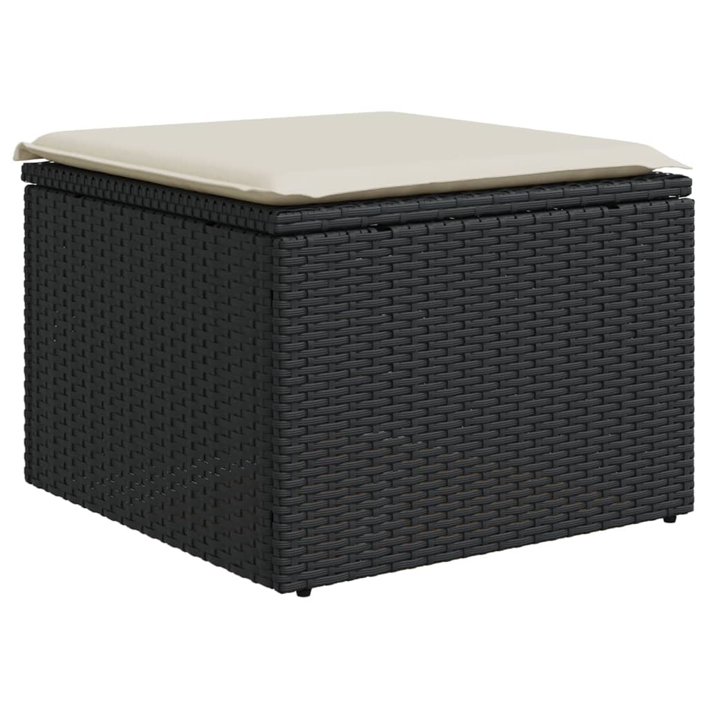 Fekete polyrattan kerti szék párnával 55 x 55 x 37 cm 2