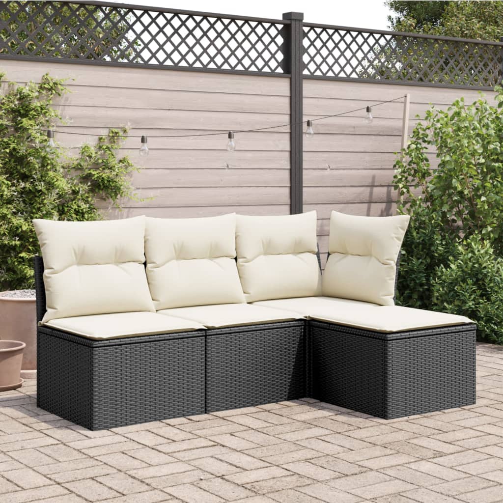 Fekete polyrattan kerti szék párnával 55 x 55 x 37 cm 3