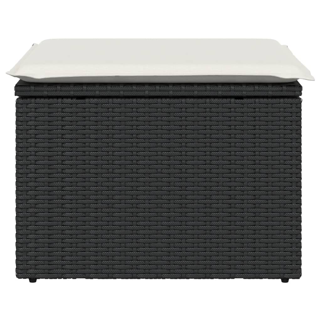 Fekete polyrattan kerti szék párnával 55 x 55 x 37 cm 4