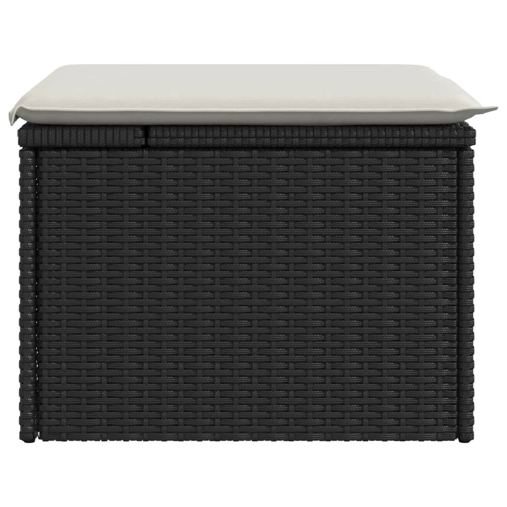 Fekete polyrattan kerti szék párnával 55 x 55 x 37 cm 5