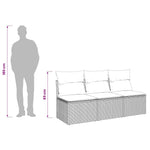 Fekete 3 személyes polyrattan kerti kanapé párnákkal 11