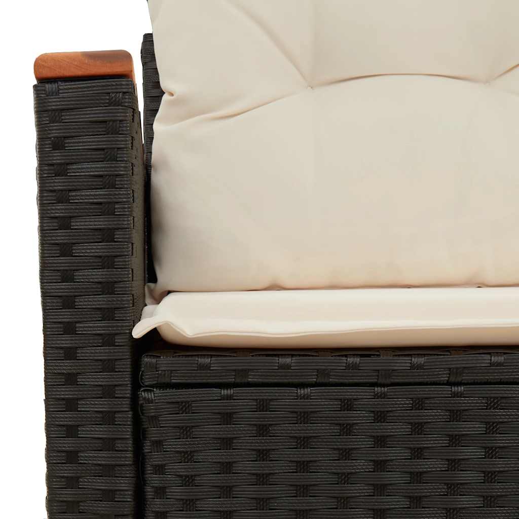 2 személyes fekete polyrattan kerti kanapé párnával 9