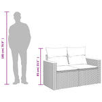 2 személyes fekete polyrattan kerti kanapé párnával 11