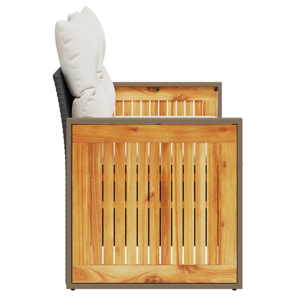 2 személyes fekete polyrattan kerti kanapé párnával 5