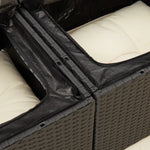 2 személyes fekete polyrattan kerti kanapé párnával 8